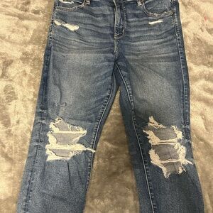 American Eagle Outfitters Blue Distressed Jeggings
